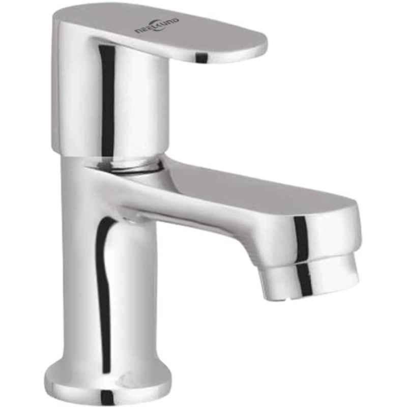 Neelkund Opal Brass Silver Chrome Finish Pillar Tap for Bathroom & Kitchen
