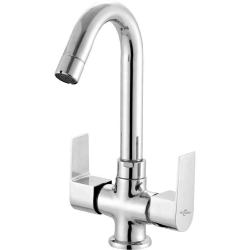 Neelkund Arya Brass Silver Chrome Finish Center Hole Basin Mixer for Bathroom & Kitchen