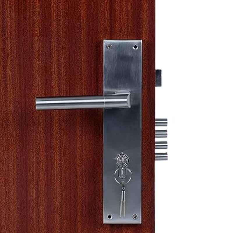 Handle Waala MG303 10 inch 60mm Stainless Steel Satin Finish Cylindrical Plate Both Side Key Mortise Door Lock Set