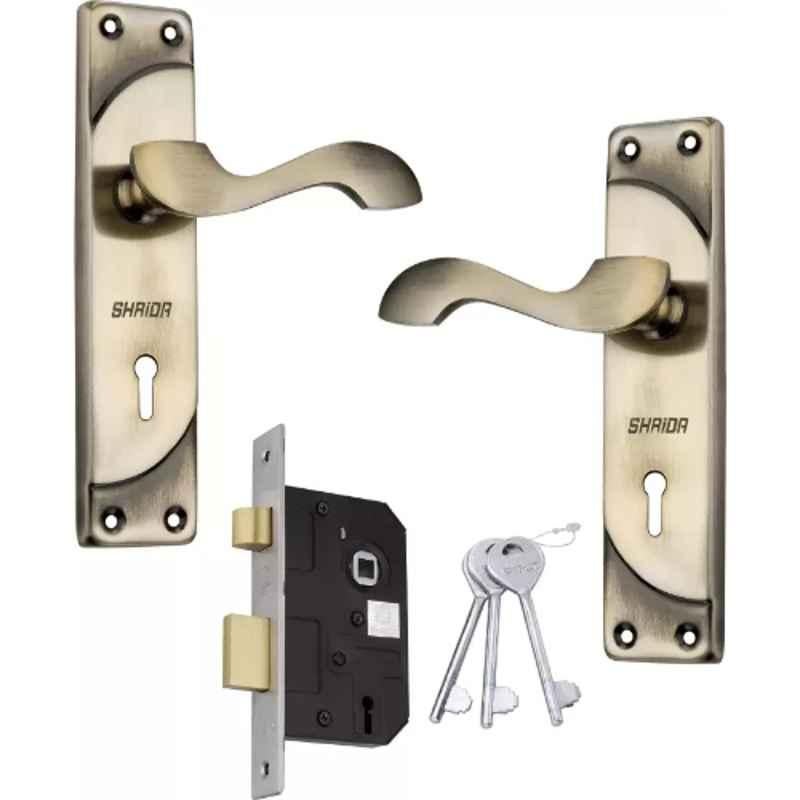 Shrida 511 Steel Black Silver Finish Mortise Lock Set with 3 Keys