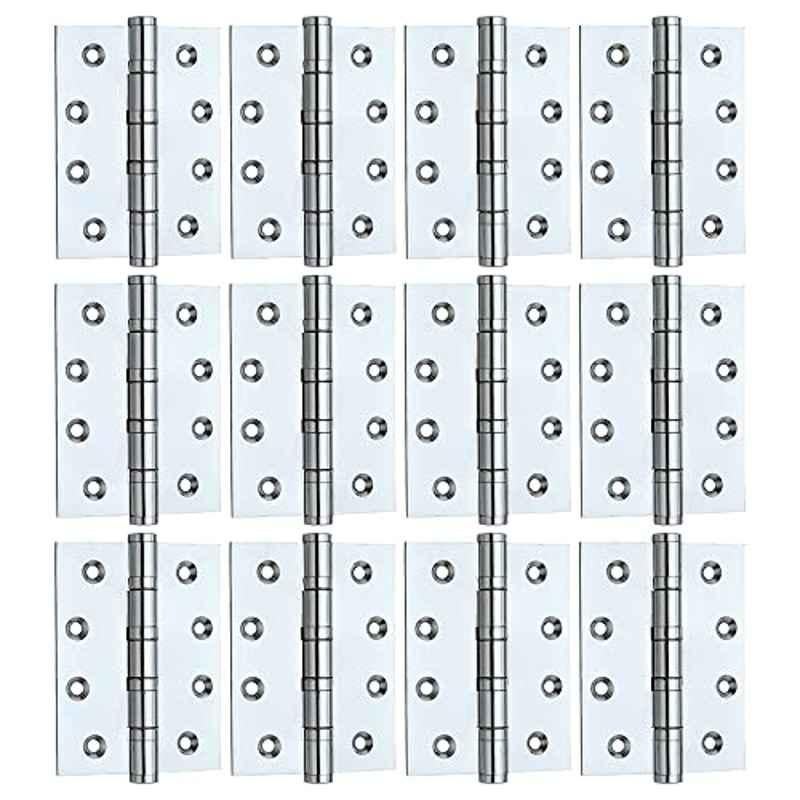 Screwtight 4 inch Brass Chrome Plated Square Ball Bearing Butt Hinge, B170601CP-12 (Pack of 12)