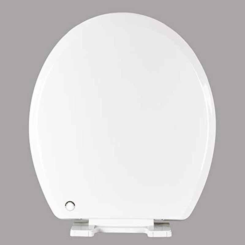 Elegant Casa 45x38cm White Sleek Design Soft-Closing PP Oval Toilet Seat Cover, A-7