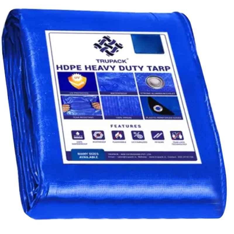 TRUPACK 20x15ft 130 GSM HDPE Blue Heavy Duty Multi Purpose Tarpaulin Tent with Carry Bag, TRU-1302015BLU