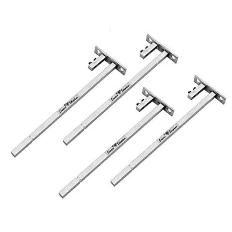 Smart Shophar 3 inch Stainless Steel Silver F Type Rectangle Glass Shelf Bracket Set, SHA80SB-FTYR-03SL12-S2