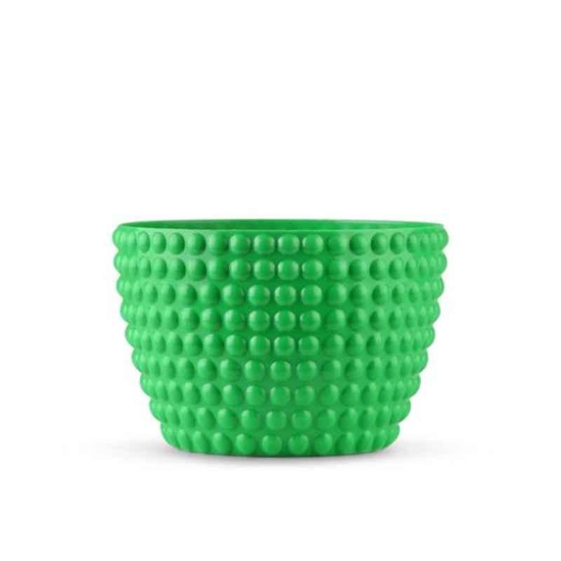 Blume 4.5 inch Green Plastic Polka Dot Round Flower Pot, EB-PD-GR-1