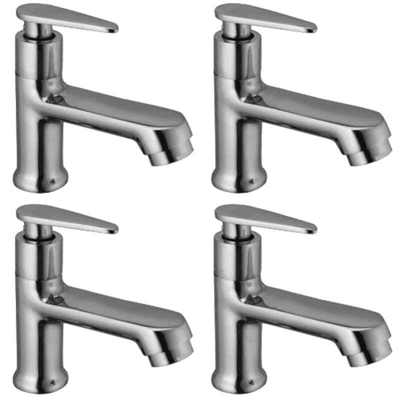 Drizzle Vista 1/2 inch Brass Chrome Finish Wash Basin Pillar Cock with Quarter Turn & Foam Flow (Pack of 4)