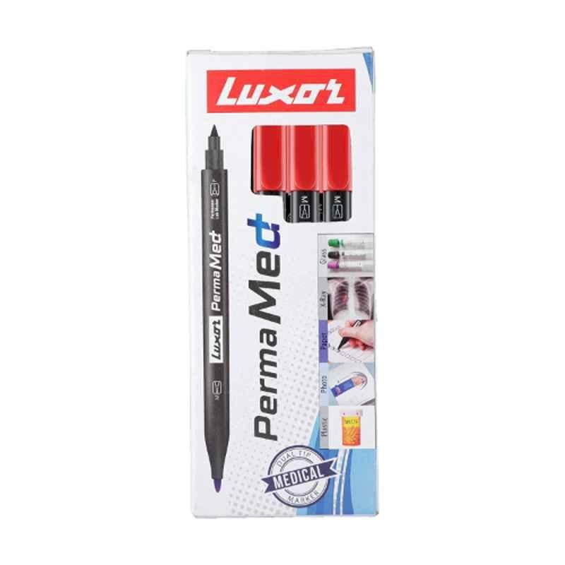 Luxor Perma Med Fine & xxlarge Red Marker Pen, 2118 (Pack of 500)
