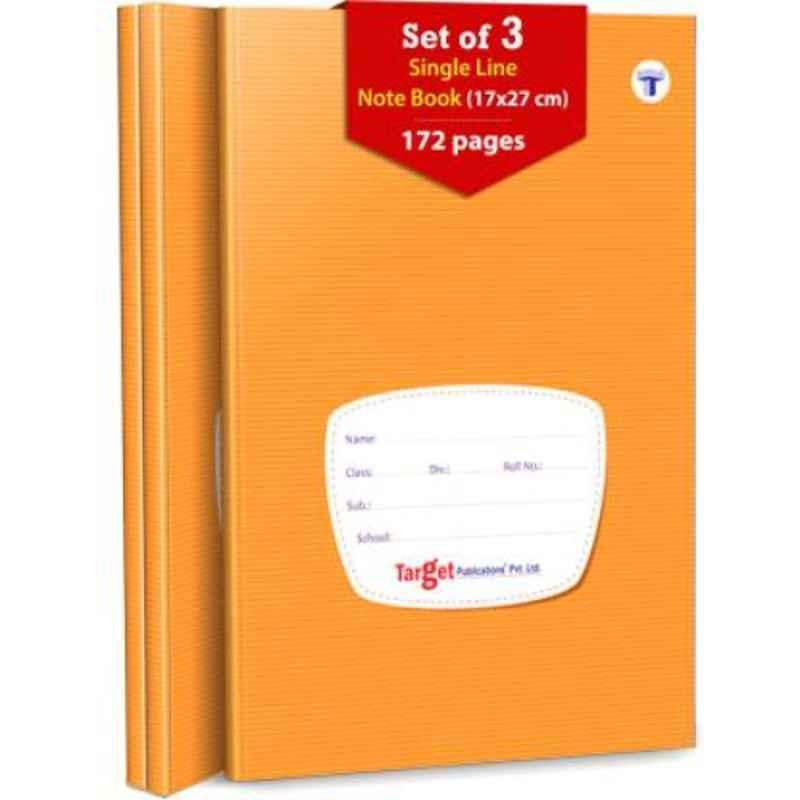Target Publications 172 Pages Regular Single Line Small Notebooks for Students & Kids, 1261 (Pack of 3)
