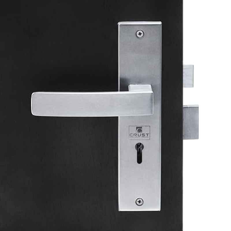 Homexpert LB10001 8 inch 60mm Stainless Steel Silver Cylindrical Plate Mortise Door Lock Set