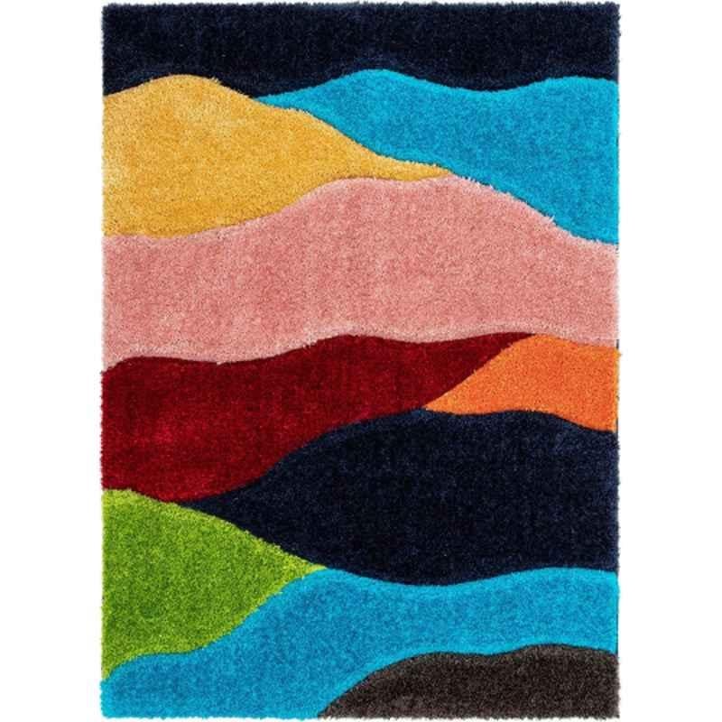 Carpetify 3x5ft Multicolor Modern Geometric 3D Textured Thick & Soft Shaggy Fur Rug Carpet, 0928Z2SV9U0