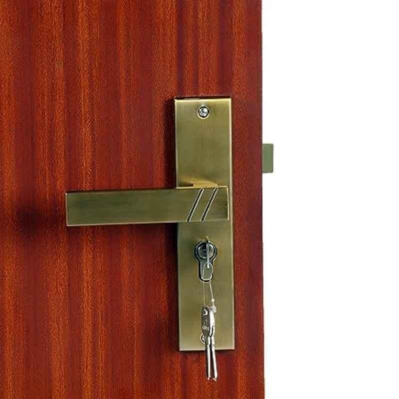 Handle Waala Sierra 8 inch 60mm Stainless Steel Antique Brass Finish Cylindrical Plate Both Side Key Mortise Door Lock Set