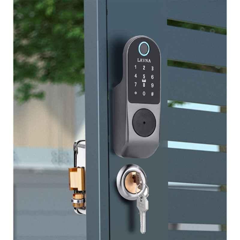 Lavna L-E50 Black & Grey Smart Digital Door Lock for Wooden & Metal Door