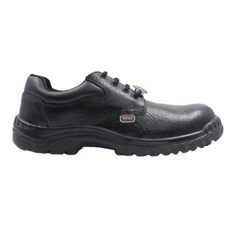 Hillson Argo Leather Steel Toe Black Work Safety Shoes, Size:7