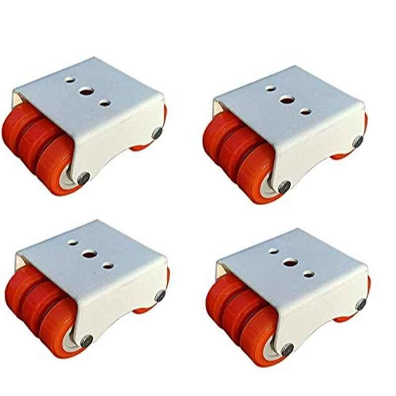 Implemental 4 Pcs 50mm Nylon Orange & White Roller Castor Wheel Set for furniture