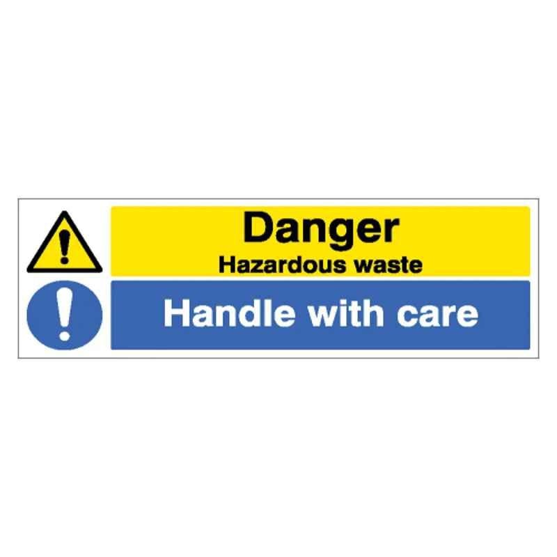 SUNSIGNS 300x100mm Vinyl & ACP Sheet Danger Hazardous Waste Handle with Care Signage, SN0156VNLM3HPIFAG