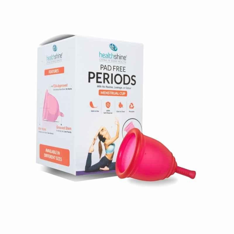 Healthshine Silicone Reusable Women Menstrual Cup with Pouch, Size: L