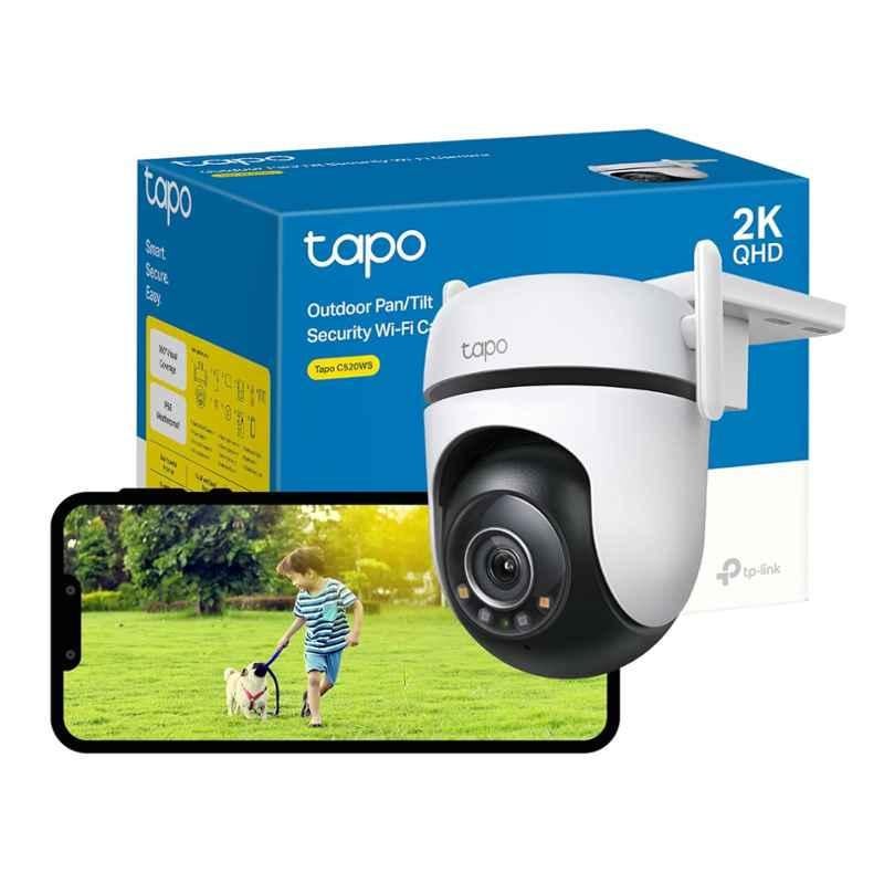 TP-Link Tapo C520WS 2K QHD 4MP Outdoor PT Smart Wi-Fi Camera with AI Detection, 360 deg, Starlight Colour Night Vision, Alexa & Google