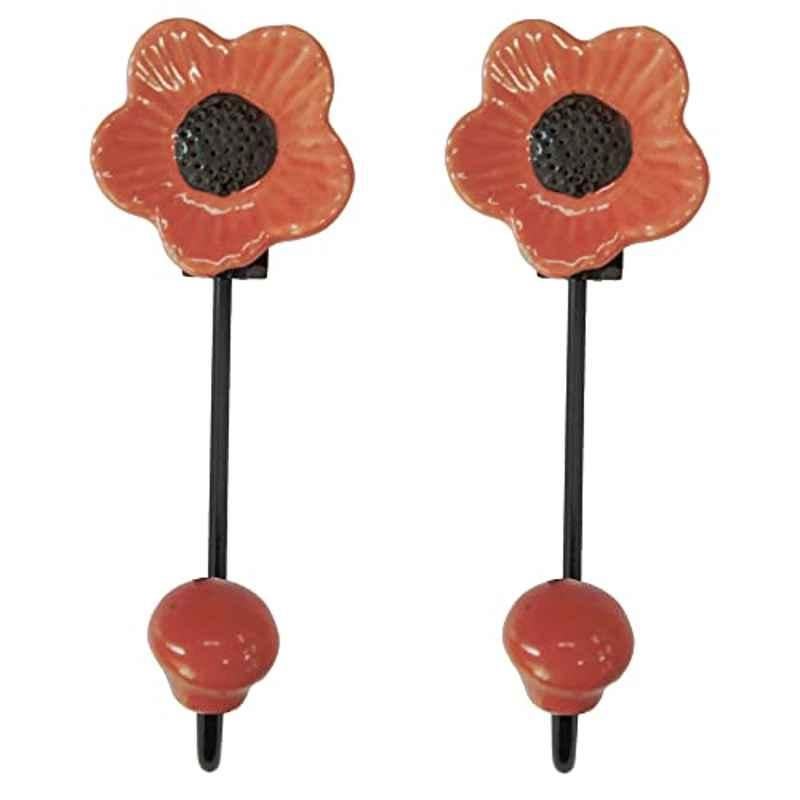 Screwtight 140mm Ceramic Orange Multipurpose Floral Single Hook (Pack of 2)