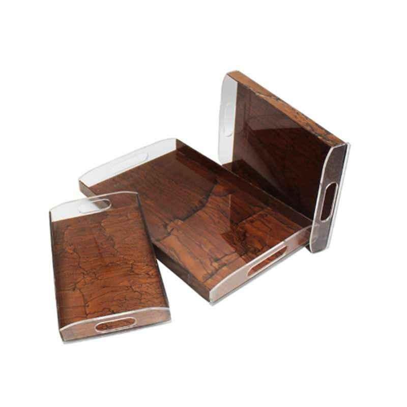 iLife 3 Pcs 4mm Acrylic Copper Serving Tray Set