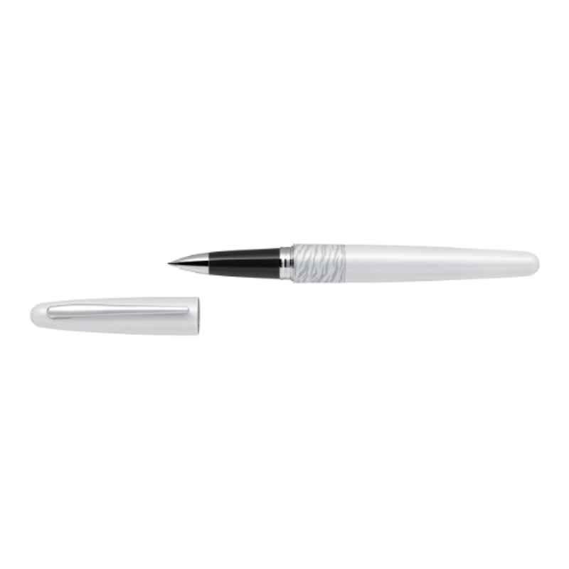 Pilot 07 BK MR2 0.7mm Stainless Steel & Brass Black Fine White Tiger Design Body Roller Ball Pen, 120 W (Pack of 10)