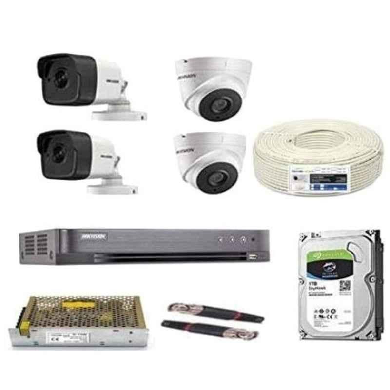 Hikvision 5MP Ultra HD 2 Pcs Dome & 2 Pcs Bullet Camera with 4 Channel DVR Kit