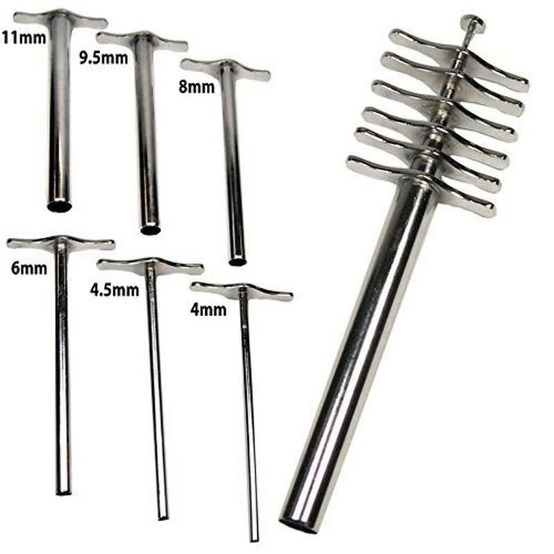 New Verma 6 Pcs Brass Chrome Finish Cork Borer Set