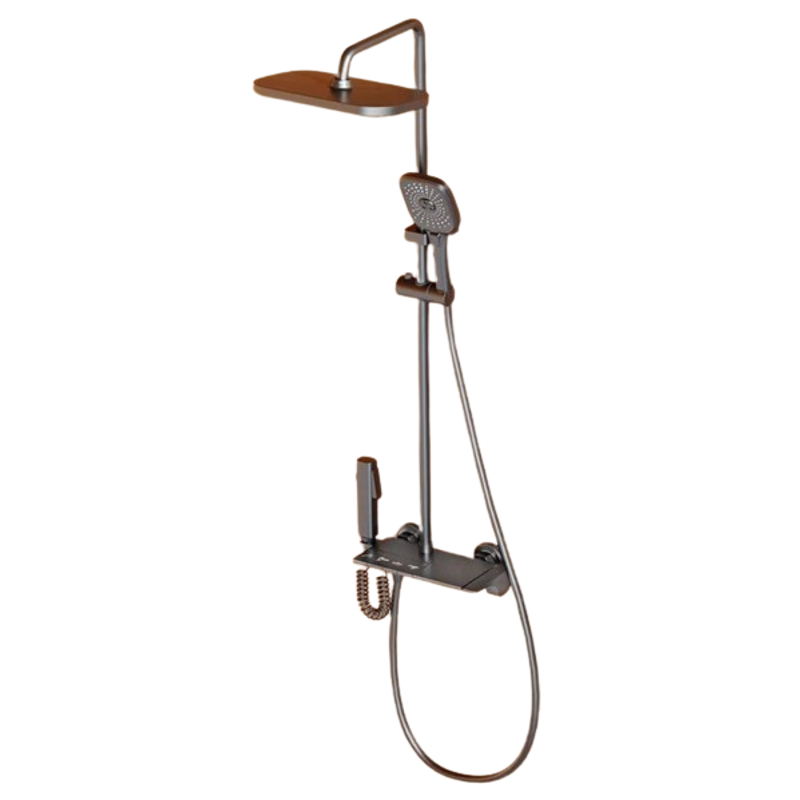 NextGen 4 Function Brass Glossy Finish Black Wall Mounted Shower Set, Nx 16