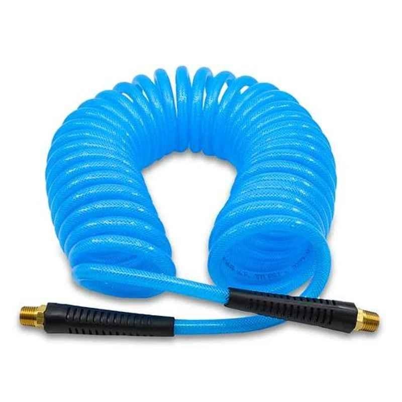 Zephyr Avagard 6mm Braided Rubber Blue Recoil Air Hose Pipe with Fittings, PUBR0608, Length: 8 m