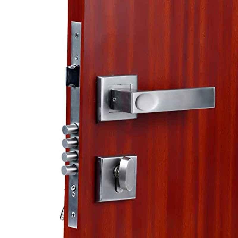 Voltizi 45x85mm â€ŽStainless Steel Satin Finish Mortise Main Door Lock with 4 Latches & Pull Handle, â€ŽFasino-Rose-OSK-1