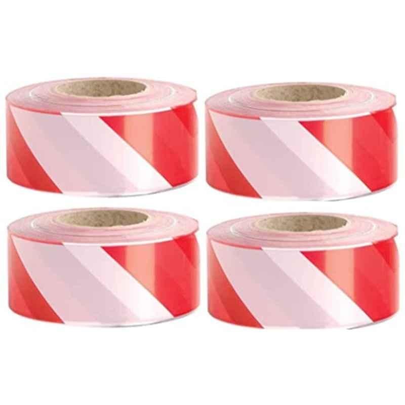 Singhal 150m Plastic Red & White Non-Adhesive Striped Safety Barricade Tape, TQ-IRX7-EHN6 (Pack of 4)