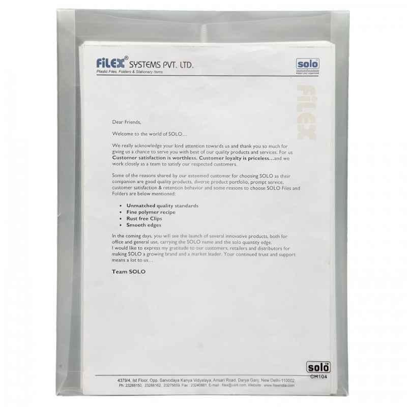 Solo A4 Transparent Blue Expandable Document Envelope with String Closure, CH 104 (Pack of 20)