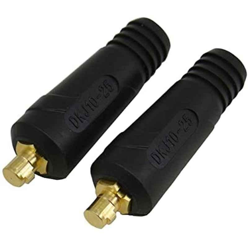 Camel 2 Pcs 10-25mmÂ³ Brass & Rubber Black Male Welding Cable Joint Connector Set