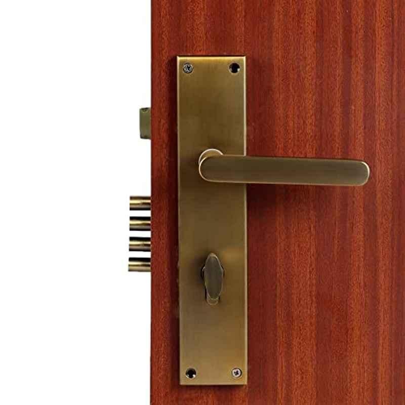 Saze 10 inch Stainless Steel Matt Antique Brass Finish Cylindrical Plate Mortise Door Lock Handle Set, MG304