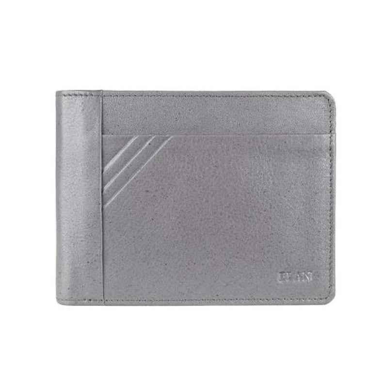 Elan Classic 8 Slot Grey Leather Coin Pouch Back Pocket Wallet, ECW-9508-GR