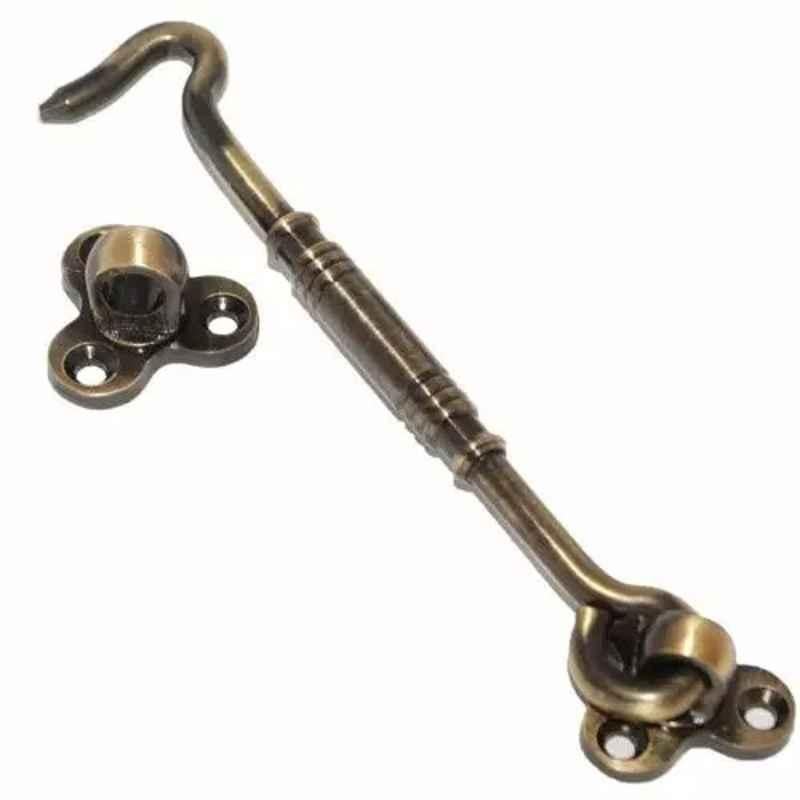 RiseOm 6 inch Antique Finish Brass Flower Eye Gate Hook, A2-AITP-NGQB (Pack of 2)
