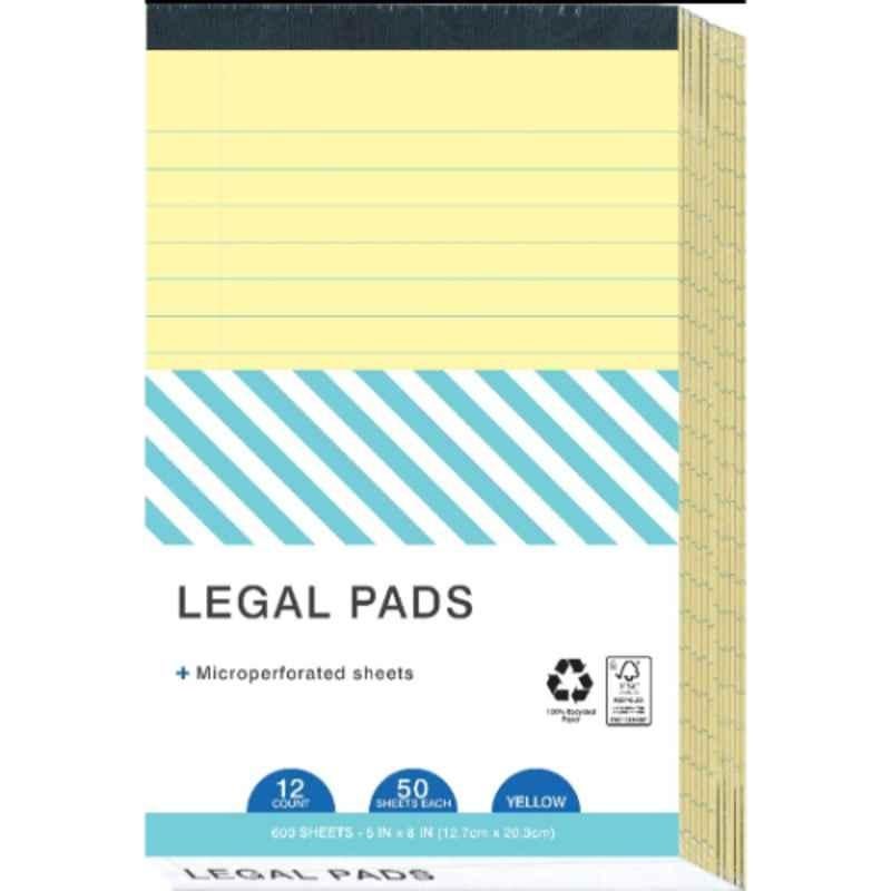 Navneet Youva 50 Sheets Cannary Legal Writing Pad, 23818 (Pack of 12)