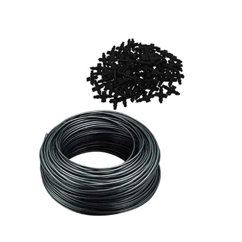 Cinagro 30m Plastic Black Feeder Line Hose Pipe with 120 Pcs Drip Irrigation Pin Connectors, CIN-DIA-PFL-30M-BLK