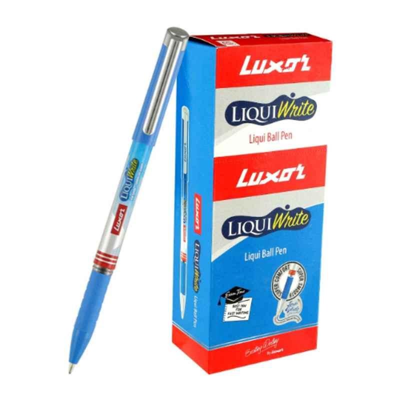Luxor Liquiwrite Blue Plastic Ball Pen, 2016 (Pack of 100)