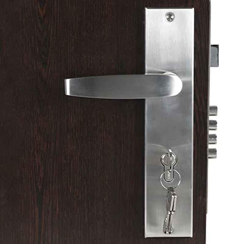 Homexpert Curve 10 inch 60mm Stainless Steel Silver Cylindrical Plate Both Side Key Mortise Door Lock Set