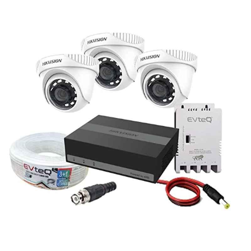 Hikvision EVteQ 1MP 3 Dome 4 Channel 300GB Embedded Storage SSD DVR CCTV Camera Combo Kit, SK1MP3D