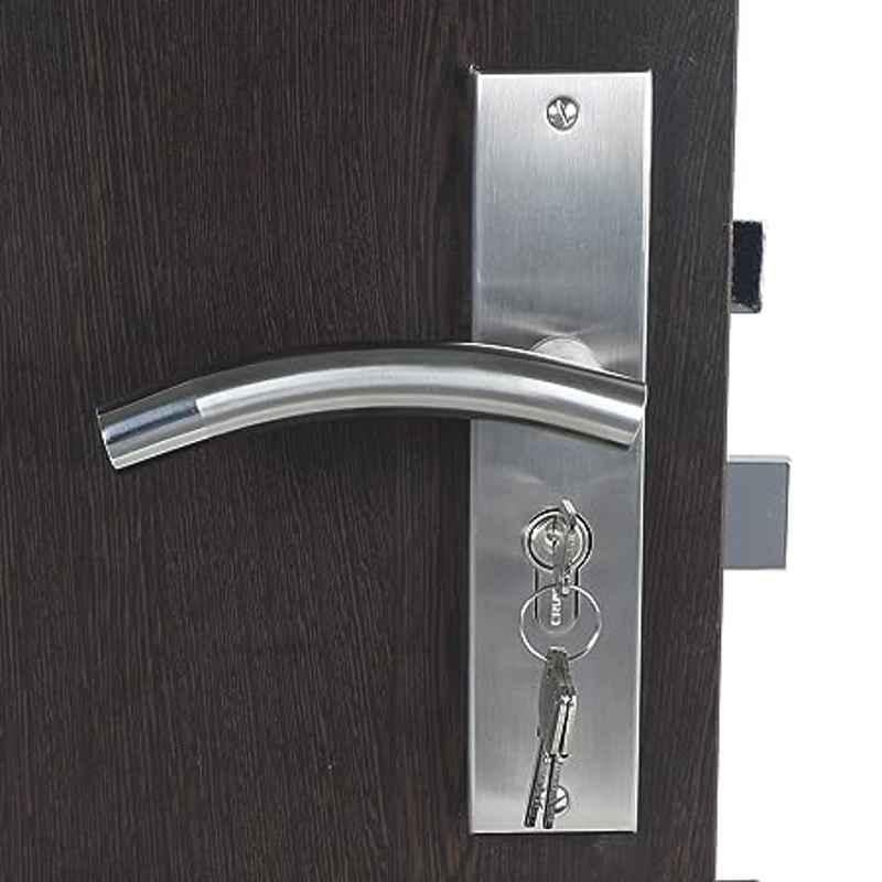 Handle Waala MG1101-CYS-BSK 8 inch 60mm Stainless Steel Silver Cylindrical Plate Both Side Key Mortise Door Lock Set