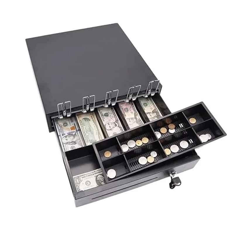 White Tech Black Chrome Finish Electronic & Manual Cash Drawer, WT-012