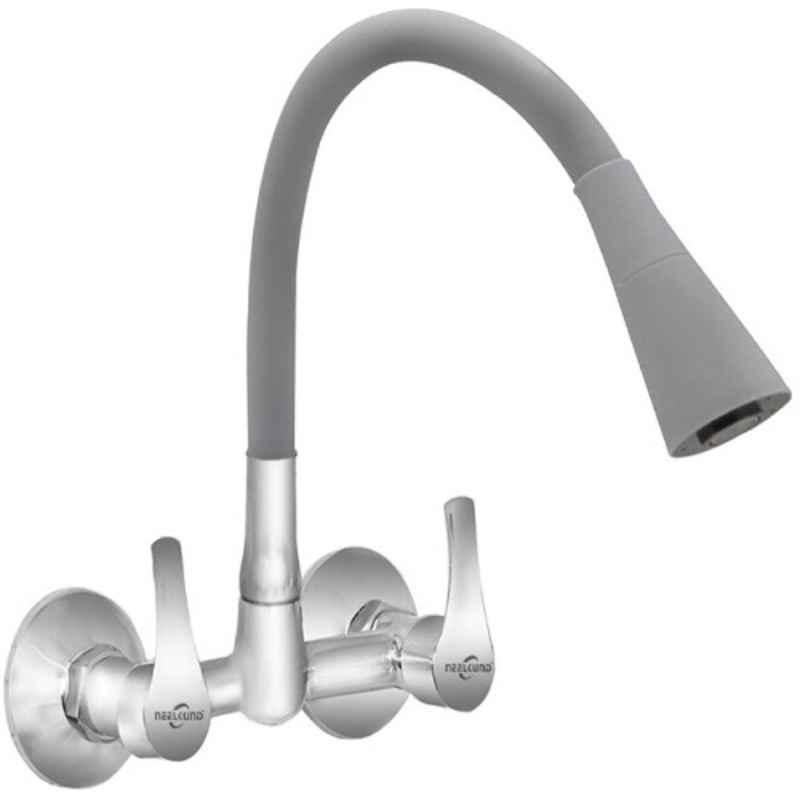 Neelkund Topaz Smart Brass Grey Chrome Finish Flexible Sink Mixer