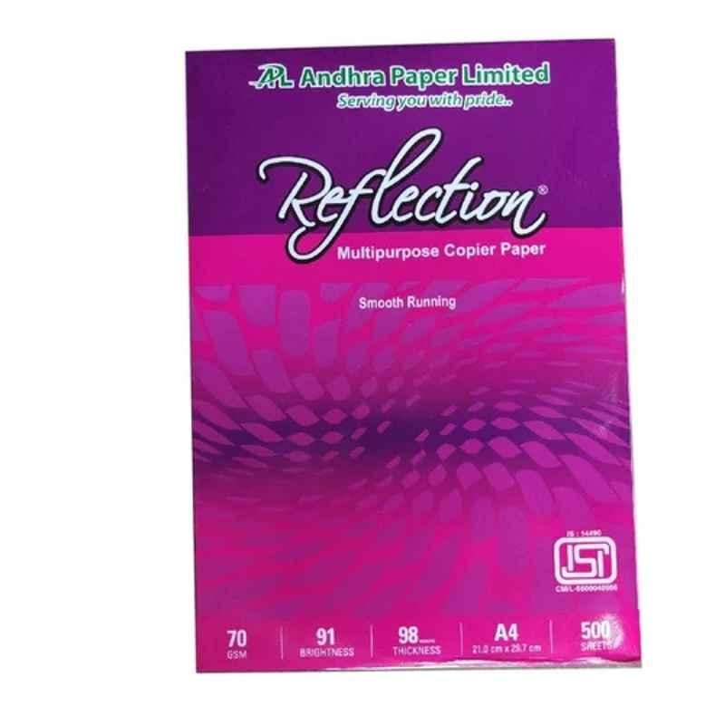 Andhra Paper Reflection A4 70 GSM 500 Sheets White Multipurpose Copier Paper (Pack of 5)