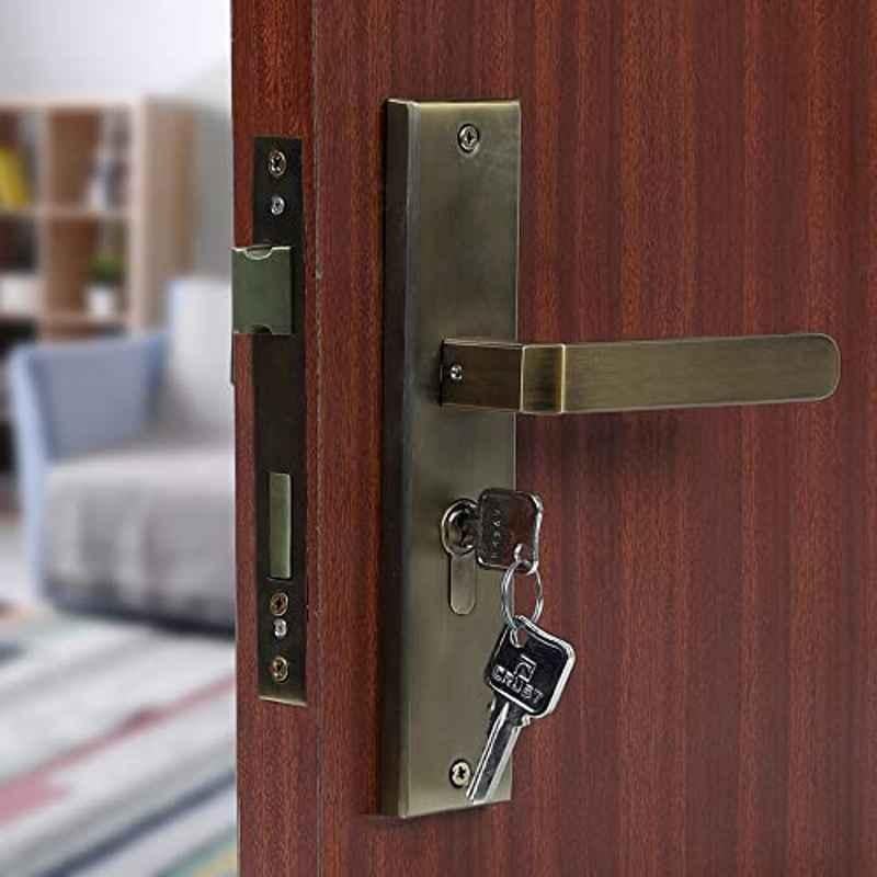 Voltizi 8 inch Stainless Steel 304 Antique Finish Cylindrical Plate Mortise Door Lock Handle Set with Both Side Key, LB-303
