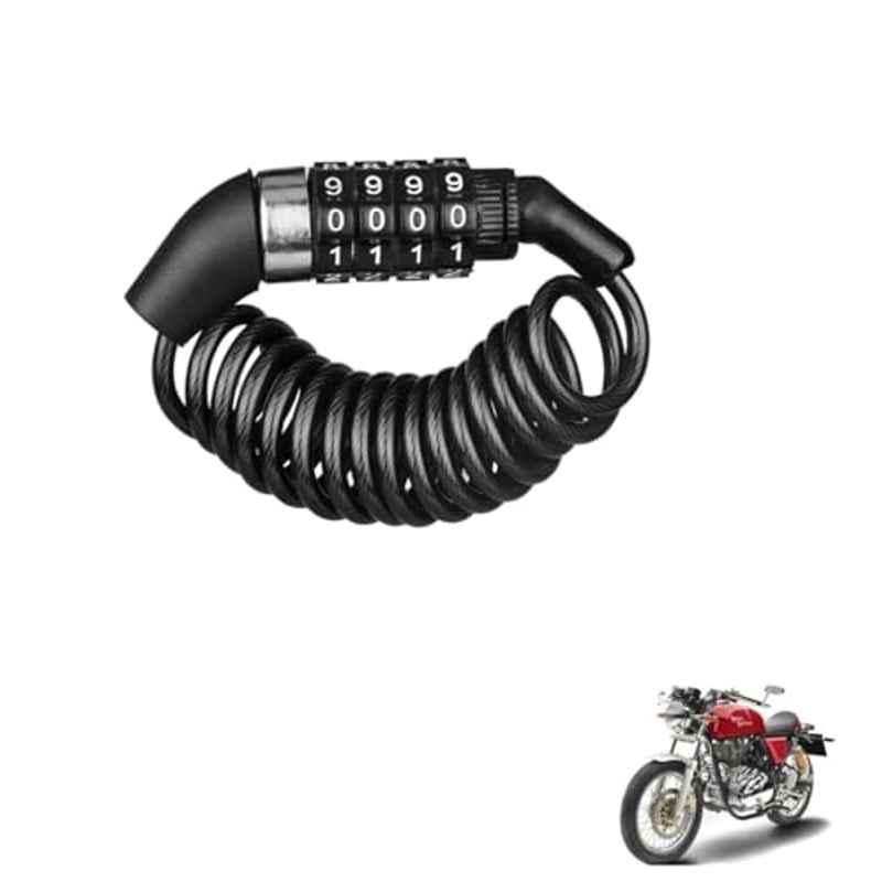 Kozdiko Plastic Black Resettable Password Multi-Use Cable Lock for Royal Enfield Continental GT
