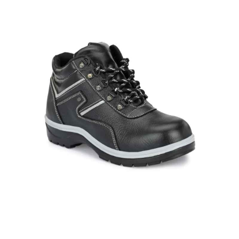 Hundo P Leather Steel Toe Black Work Safety Boots, Size: 11, WW-113