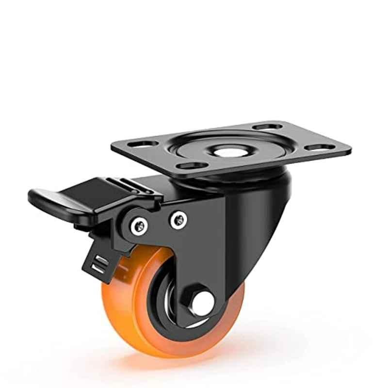 Implemental 4 Pcs 1.5 inch PU Orange Castor Wheel Set for Furniture, A6562