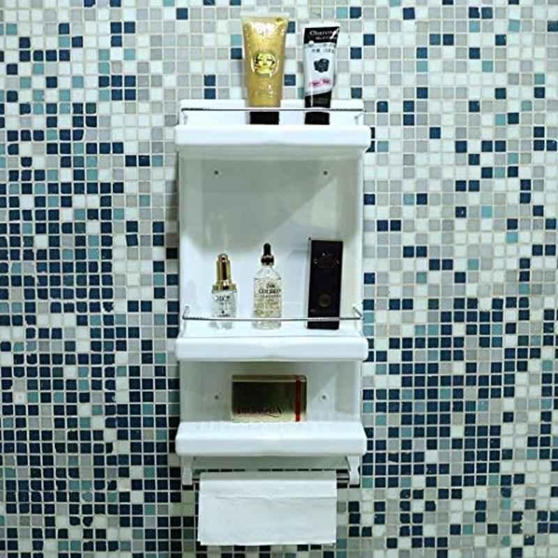 Logger Acrylic Glossy Ivory Open Wall Shelf Cabinet for Bathroom