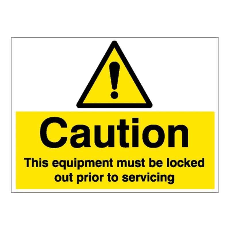 SUNSIGNS 200x150mm Vinyl & Acrylic Sandwich Caution this Equipment Must be Locked out prior to Servicing Signage, SN0165VNLM1HPIDAE